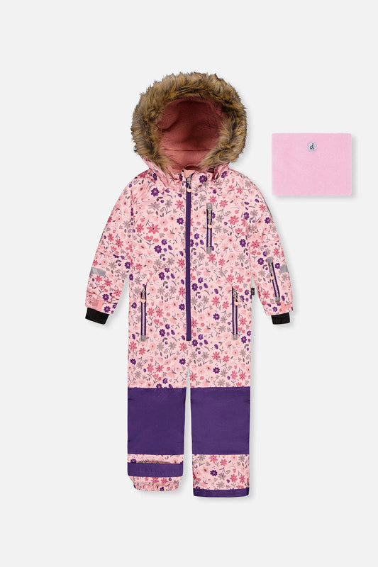 [Pre-order] Kids One Piece Play Snowsuit Pink Mini Flower Print