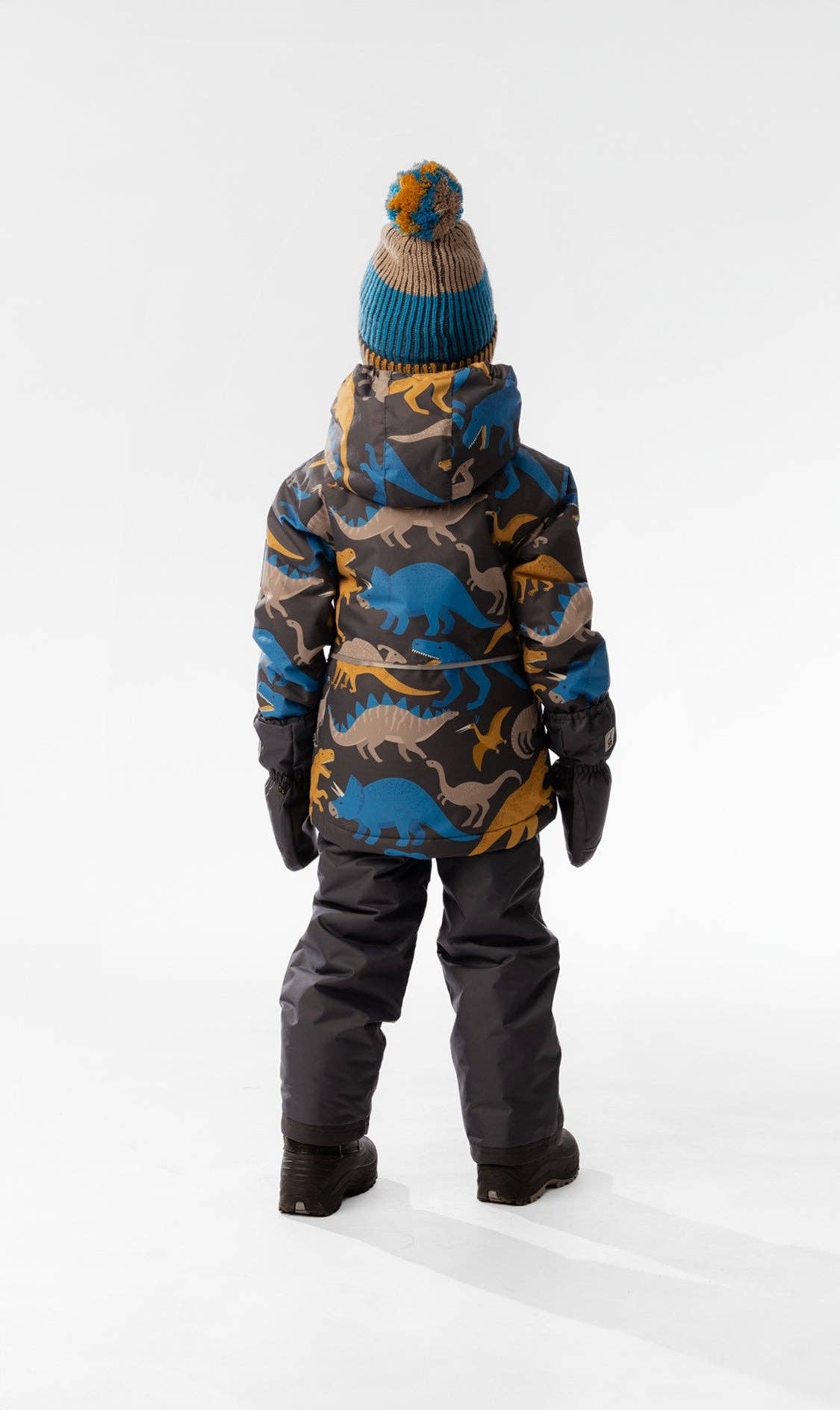 [Pre-order] 2-Piece Chill Snowsuit Grey & Blue Dinosaur Print
