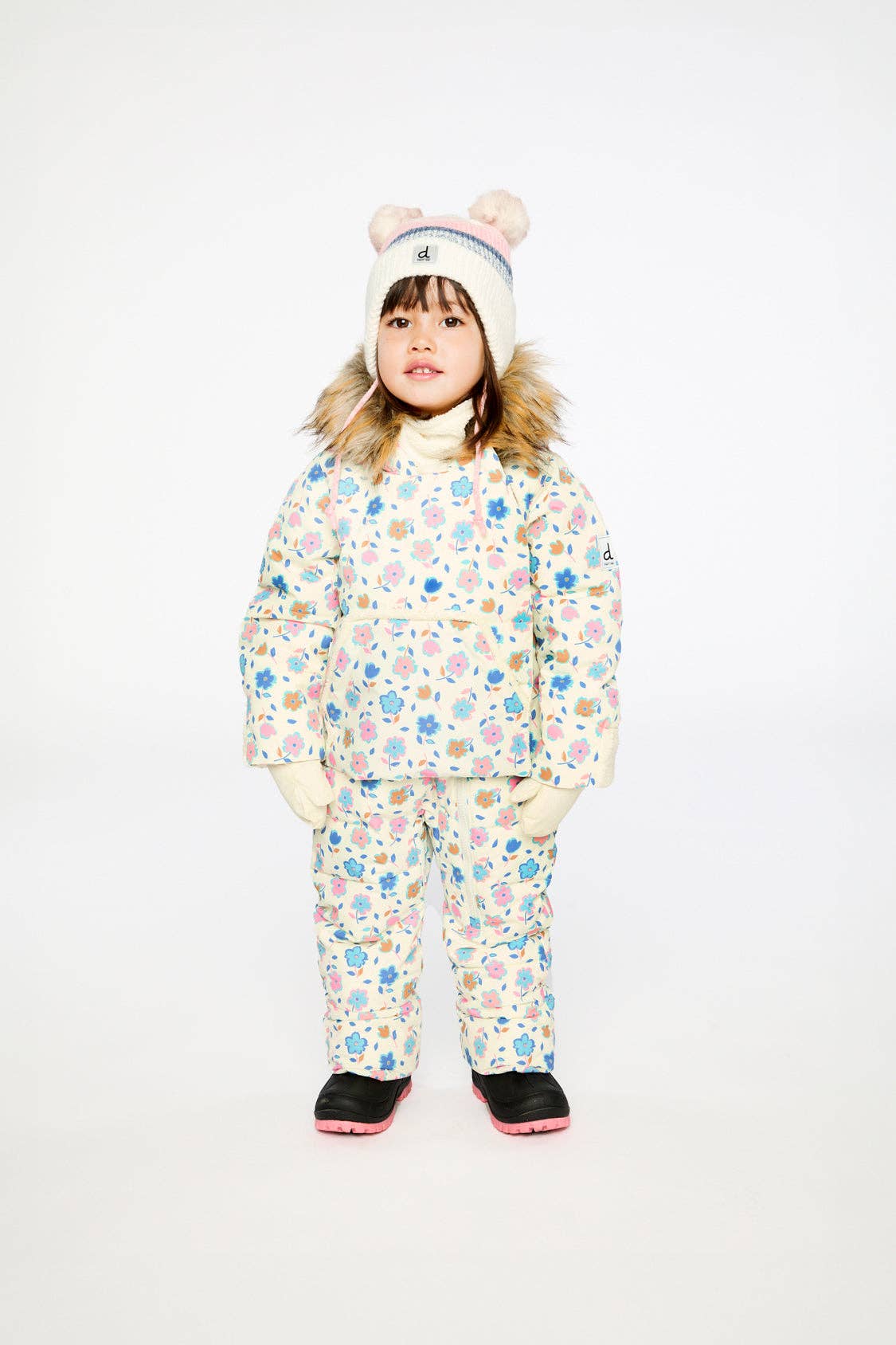 [Pre-order] Baby Snug One Piece Snowsuit White With Floral Print