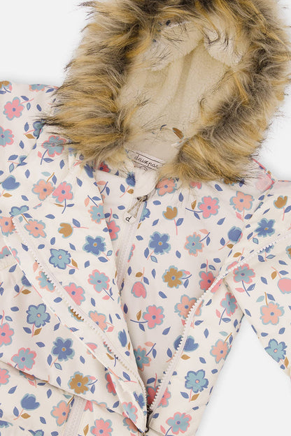 [Pre-order] Baby Snug One Piece Snowsuit White With Floral Print