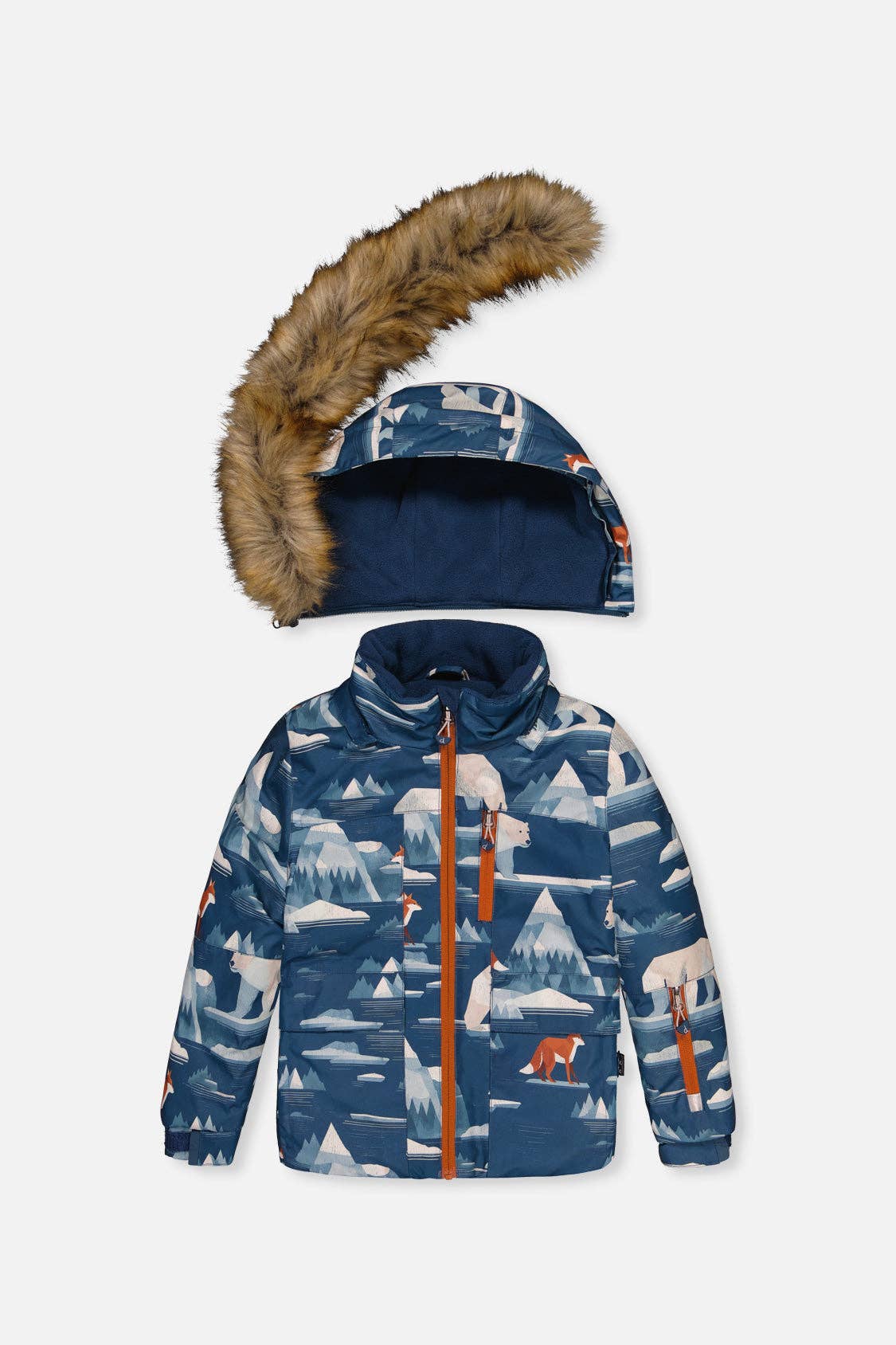 [Pre-order] Two Piece Play Snowsuit Blue Bear Print With Rust Pants