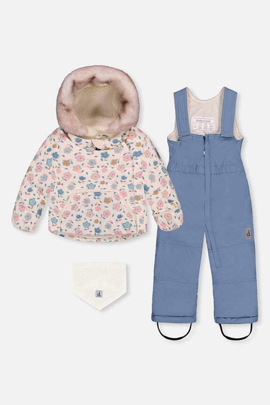 [Pre-order] Baby Two Piece Snowsuit White With Floral Print