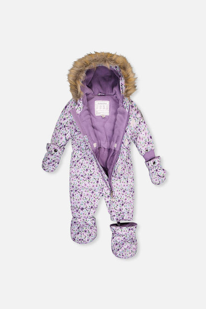 [Pre-order] Baby Original One Piece Puffy Snowsuit Purple Mini Flowers