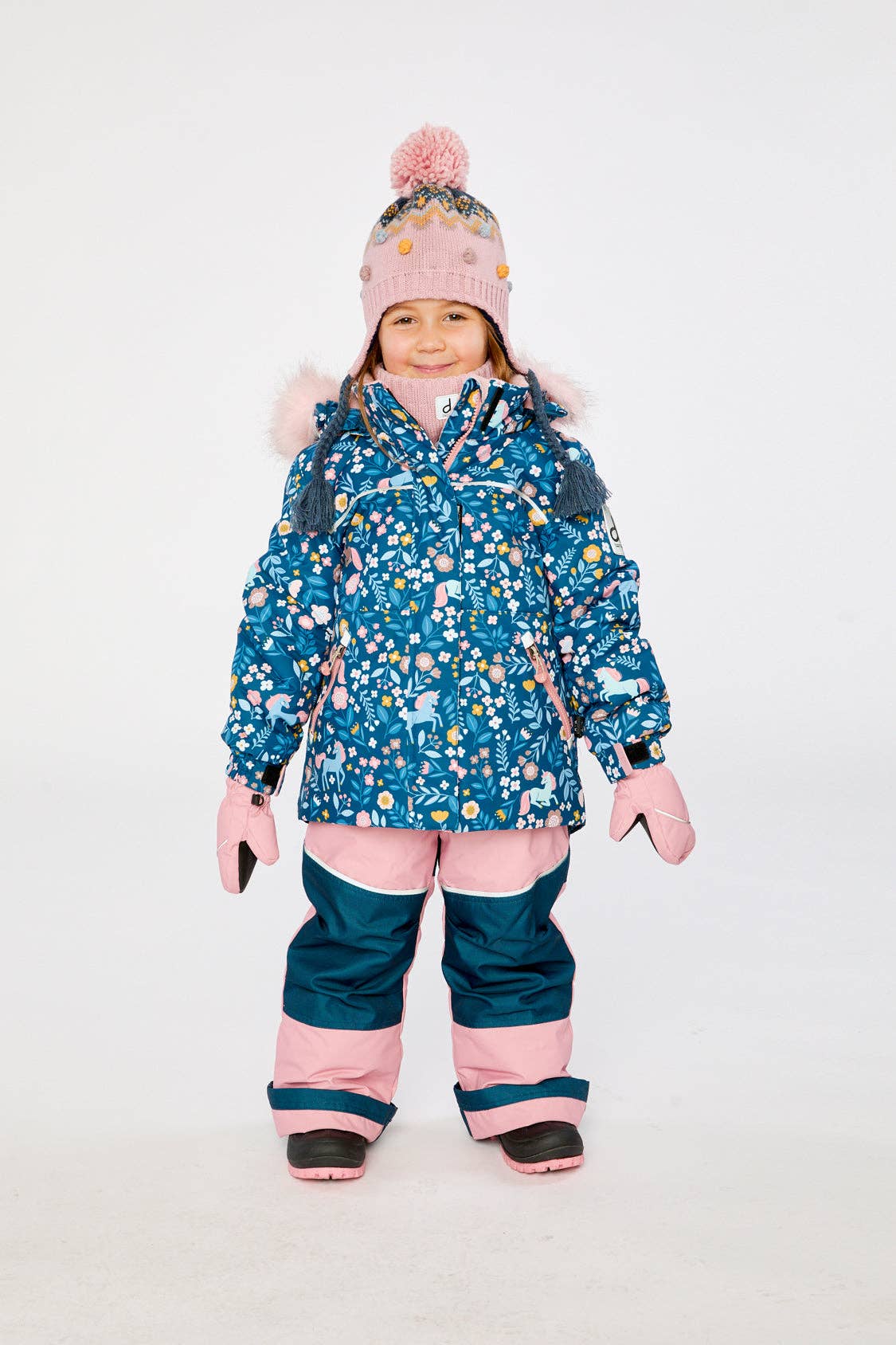 [Pre-order] Two Piece Discover Snowsuit Blue And Pink Unicorn Print