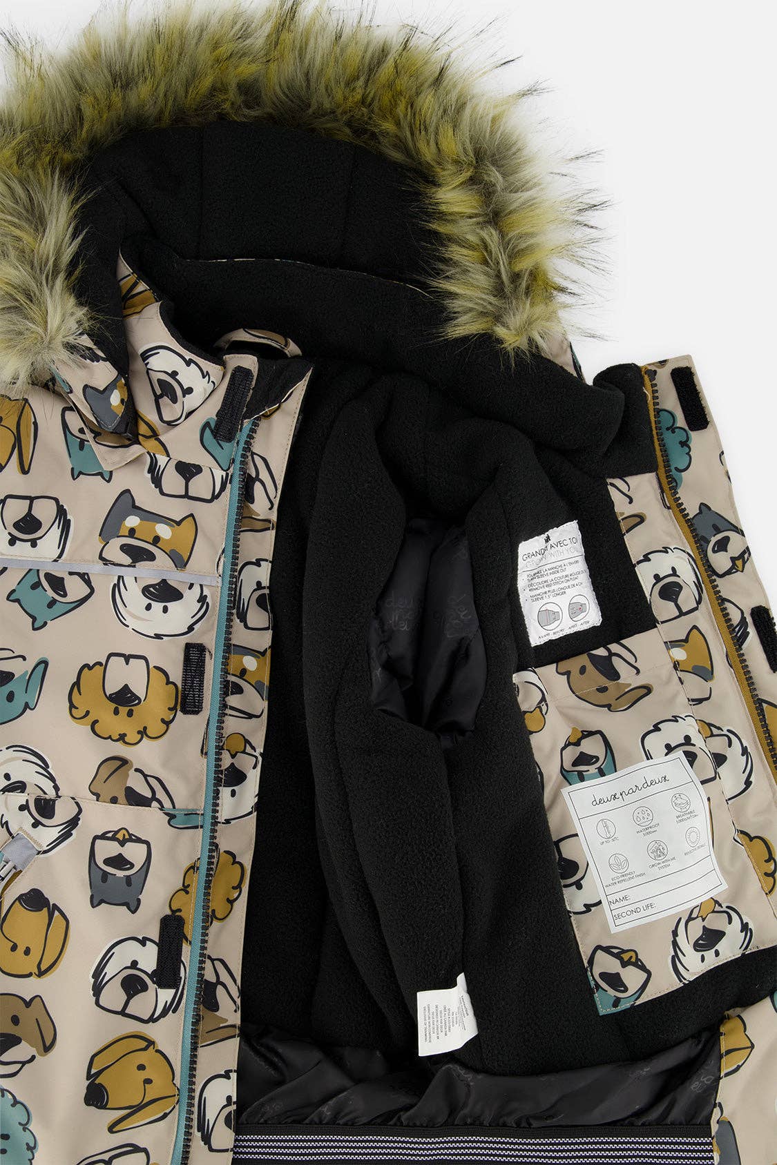[Pre-order] Two Piece Discover Snowsuit Beige Printed With Dogs