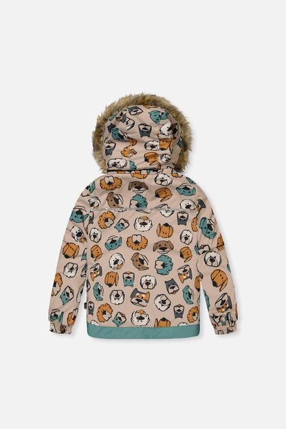 [Pre-order] Two Piece Discover Snowsuit Beige Printed With Dogs