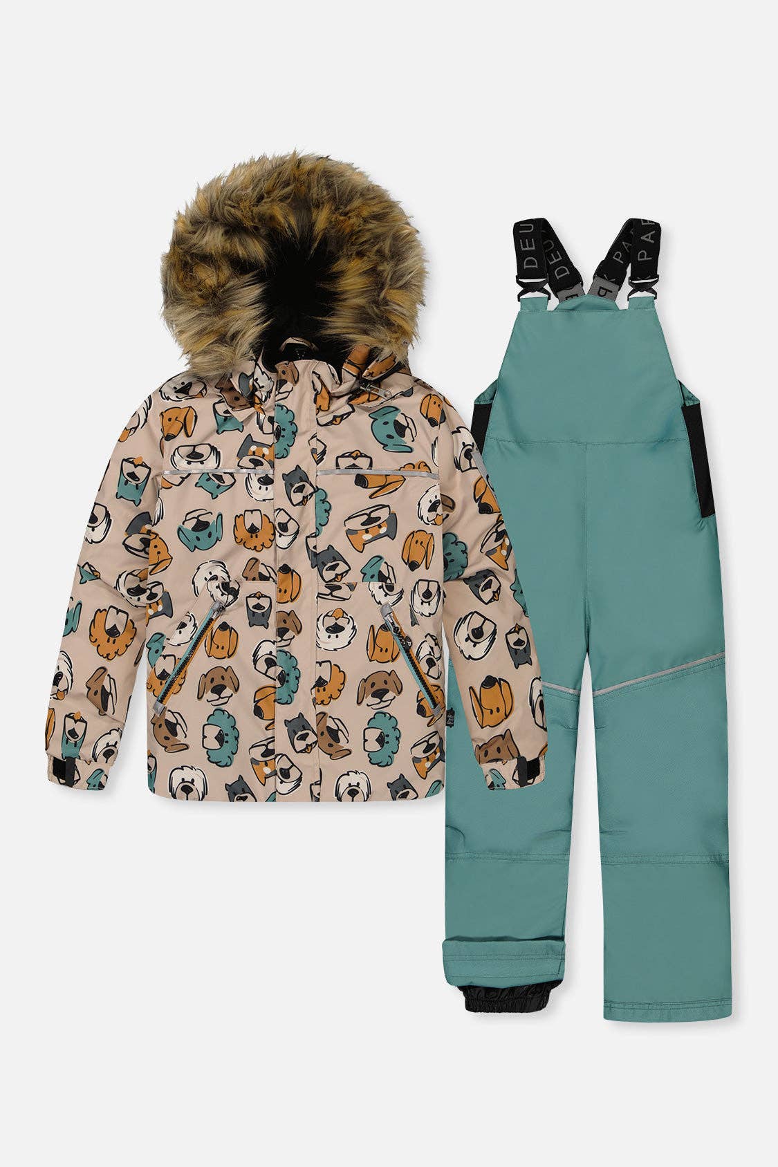 [Pre-order] Two Piece Discover Snowsuit Beige Printed With Dogs