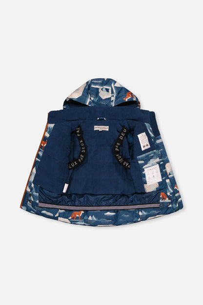[Pre-order] Two Piece Play Snowsuit Blue Bear Print With Rust Pants
