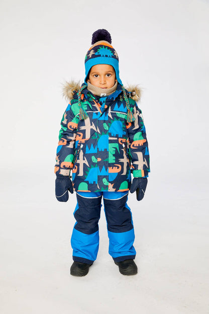 [Pre-order] Two Piece Discover Snowsuit Blue Dinosaur Print