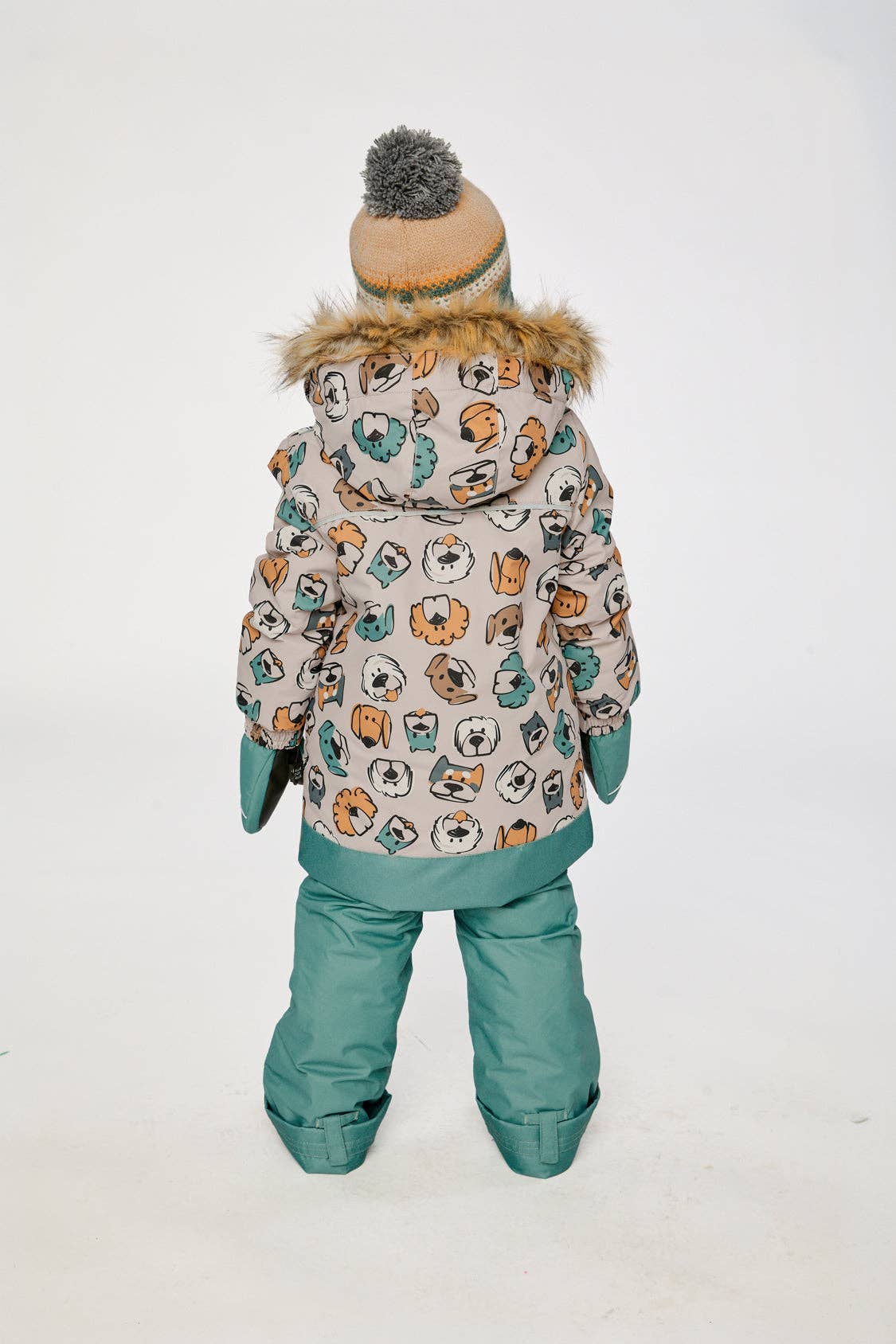 [Pre-order] Two Piece Discover Snowsuit Beige Printed With Dogs