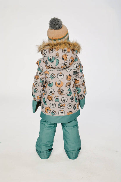 [Pre-order] Two Piece Discover Snowsuit Beige Printed With Dogs