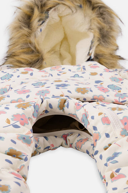[Pre-order] Baby Snug One Piece Snowsuit White With Floral Print