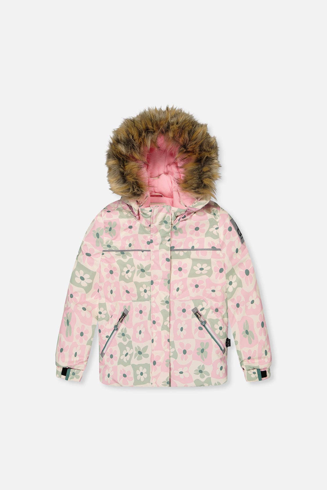 [Pre-order] Two Piece Discover Snowsuit White With Retro Pink Print