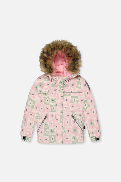 [Pre-order] Two Piece Discover Snowsuit White With Retro Pink Print