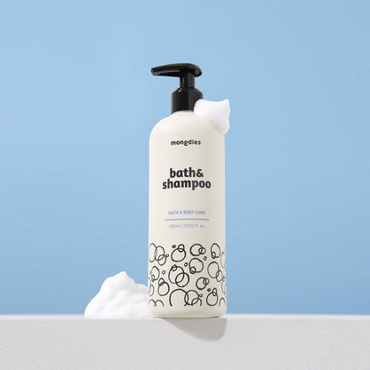 Mongdies Baby Bath & Shampoo 400ml | 2-in-1 Liquid Wash | Tear-Free | EWG Green