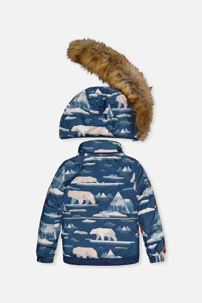 [Pre-order] Two Piece Play Snowsuit Blue Bear Print With Rust Pants