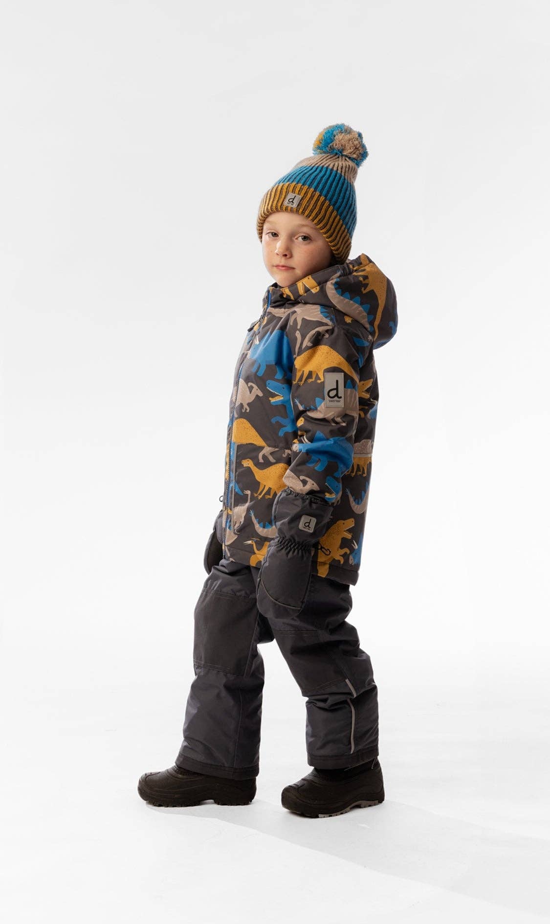 [Pre-order] 2-Piece Chill Snowsuit Grey & Blue Dinosaur Print