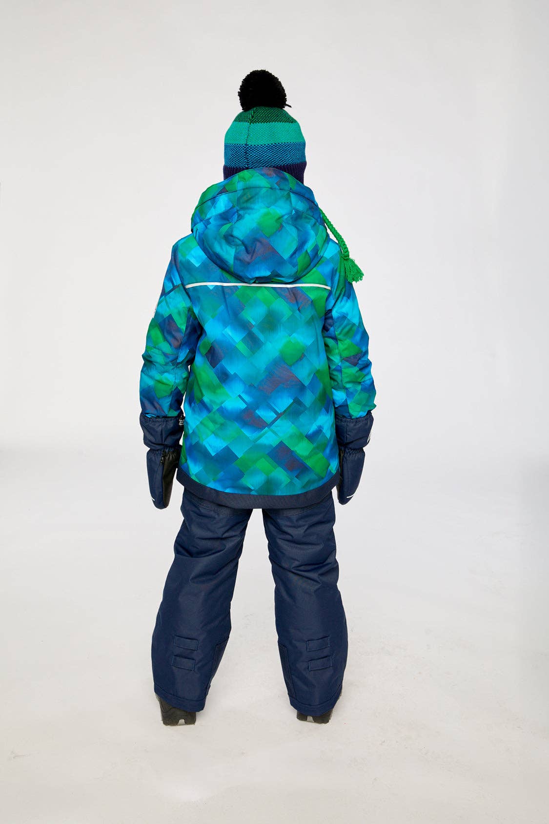 [Pre-order] Two Piece Play Snowsuit Blue And Green Checkered Print With Navy Pants